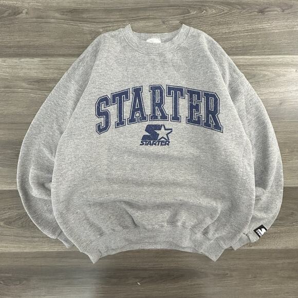 Starter Sweatshirt Mens Large Gray Crewneck Pullover Embroidered Logo Athletic - Picture 1 of 5